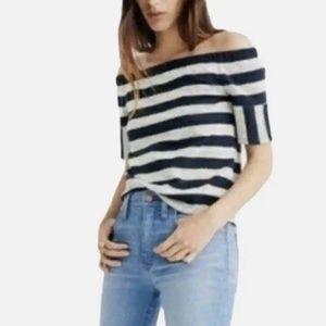 Madewell Stripe Off The Shoulder Texture Top